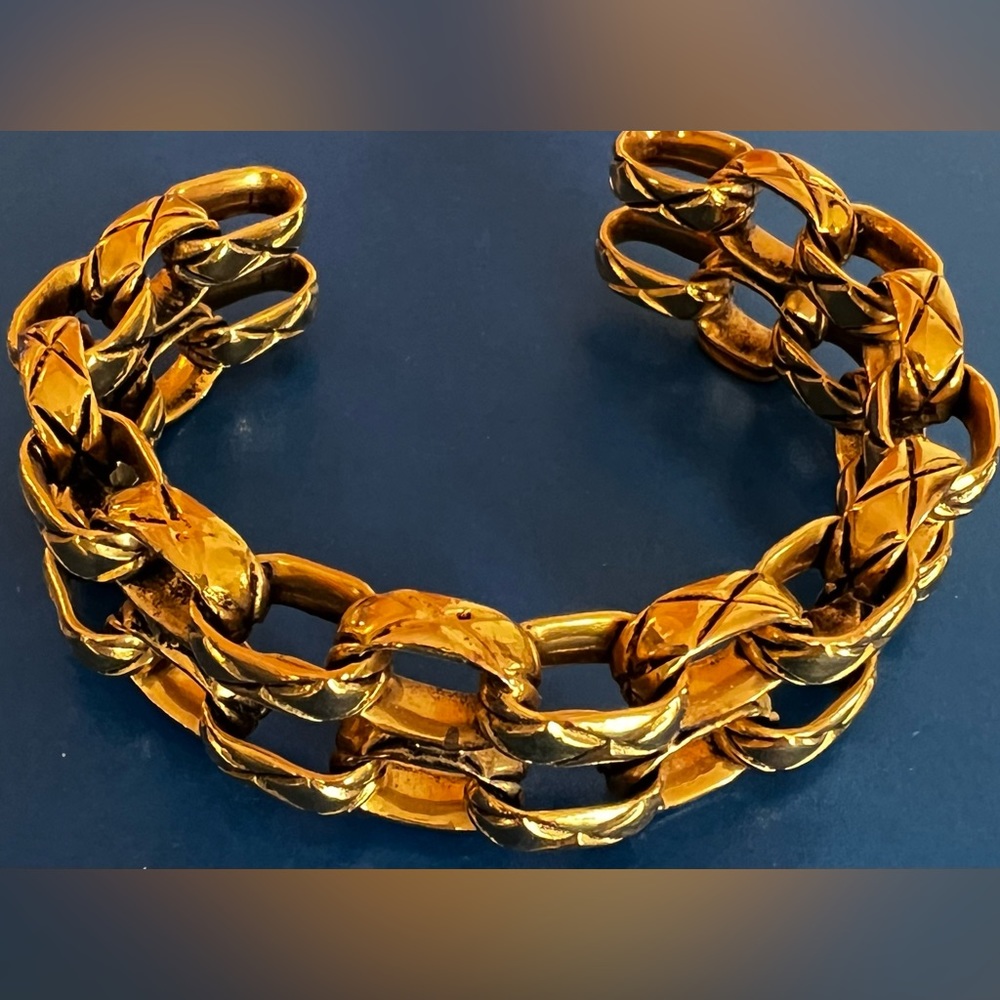 Chanel Vintage Cuff Double Row Bracelet
